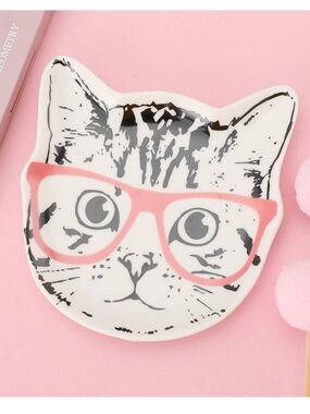 Kitty with Glasses Ceramic Dish